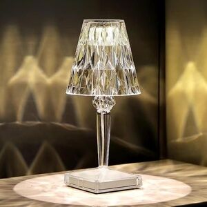 Modern Style Acrylic Crystal Look Bedside Lamp~Wireless Night Light~3 Colors